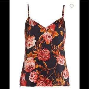 2X “HOST PICK” L’Agence Rose Print Silk Tank Top